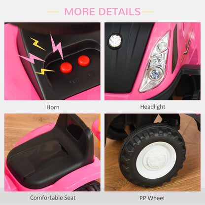 HOMCOM Ride On Tractor Toddler Walker Foot To Floor Slider w/Horn Storage Steering Wheel for 1-3 Years Old Pink