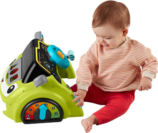 Fisher-Price Baby & Toddler Learning Toy Laugh & Learn Sit & Steer Driver Car Activity Center with Smart Stages for Ages 6+ Months, JDY43