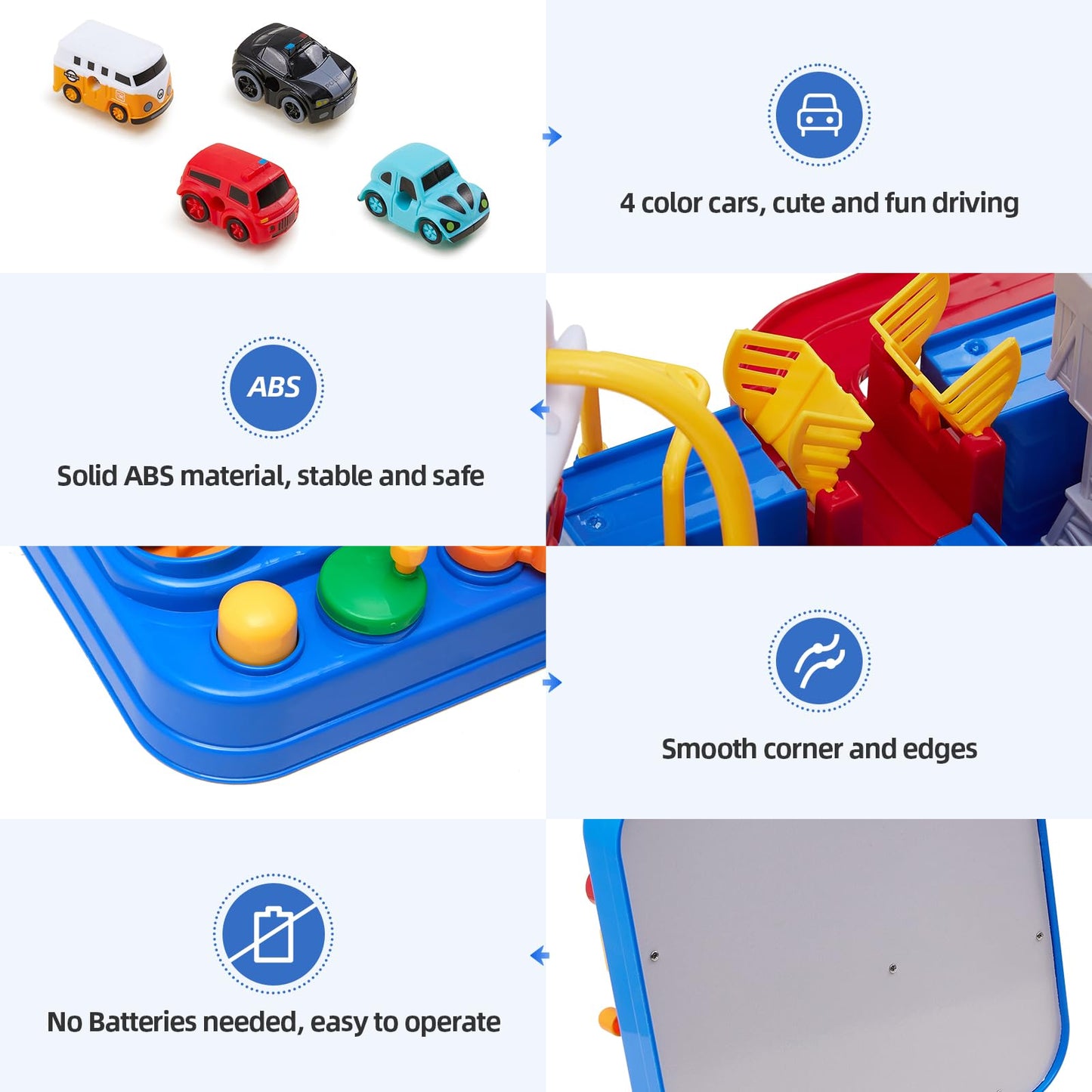 Qivange Kids Car Toy for 3 4 Year Old Boy, Car Adventure Race Track, City Rescue Track Cars w/ 4 Cars for 3 4 5 6 7 8 Boys, Educational Interactive Toy for Child Toddler Birthday Gift 26 x 27 x 20cm