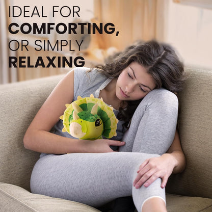 BIOSYNEX - Jurassic World Explorers Heatable Plushies – Microwave Warm Cuddle Toy with Removable Clay Bead Pouch - Gentle and Comforting Warmth - Machine Washable and Safe from Birth (Triceratops)