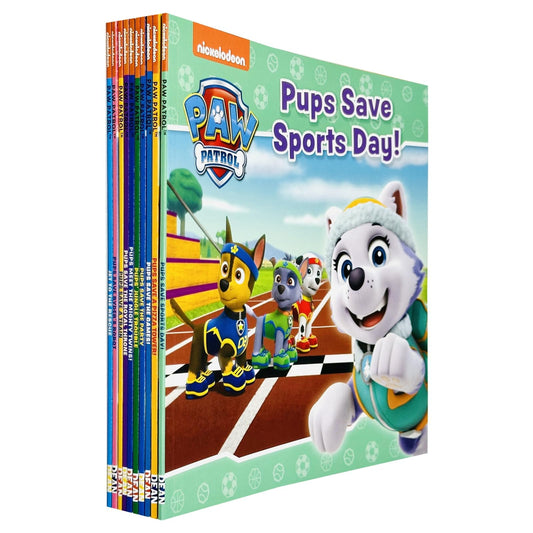 Nickelodeon Paw Patrol 10 Books Collection Set(Pups Meet The Mighty Twins, Save A Train, Save The Games, Save Sports Day,Save Ryders Robot, The Royal Throne,A Pizza Tower!, Jungle Trouble & More)