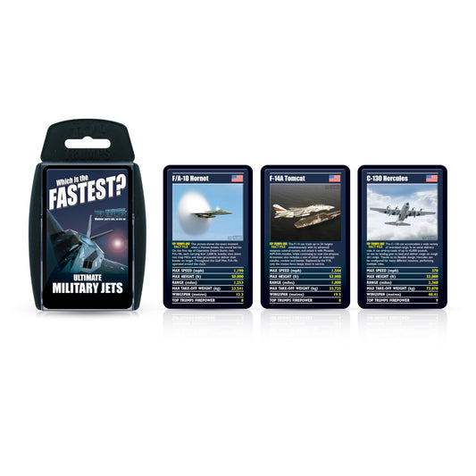 Top Trumps Ultimate Military Jets Classics Card Game, learn facts about the Dassault Rafale and the E-3 Sentry in this educational packed game, 2 plus players makes a great gift for ages 6 plus