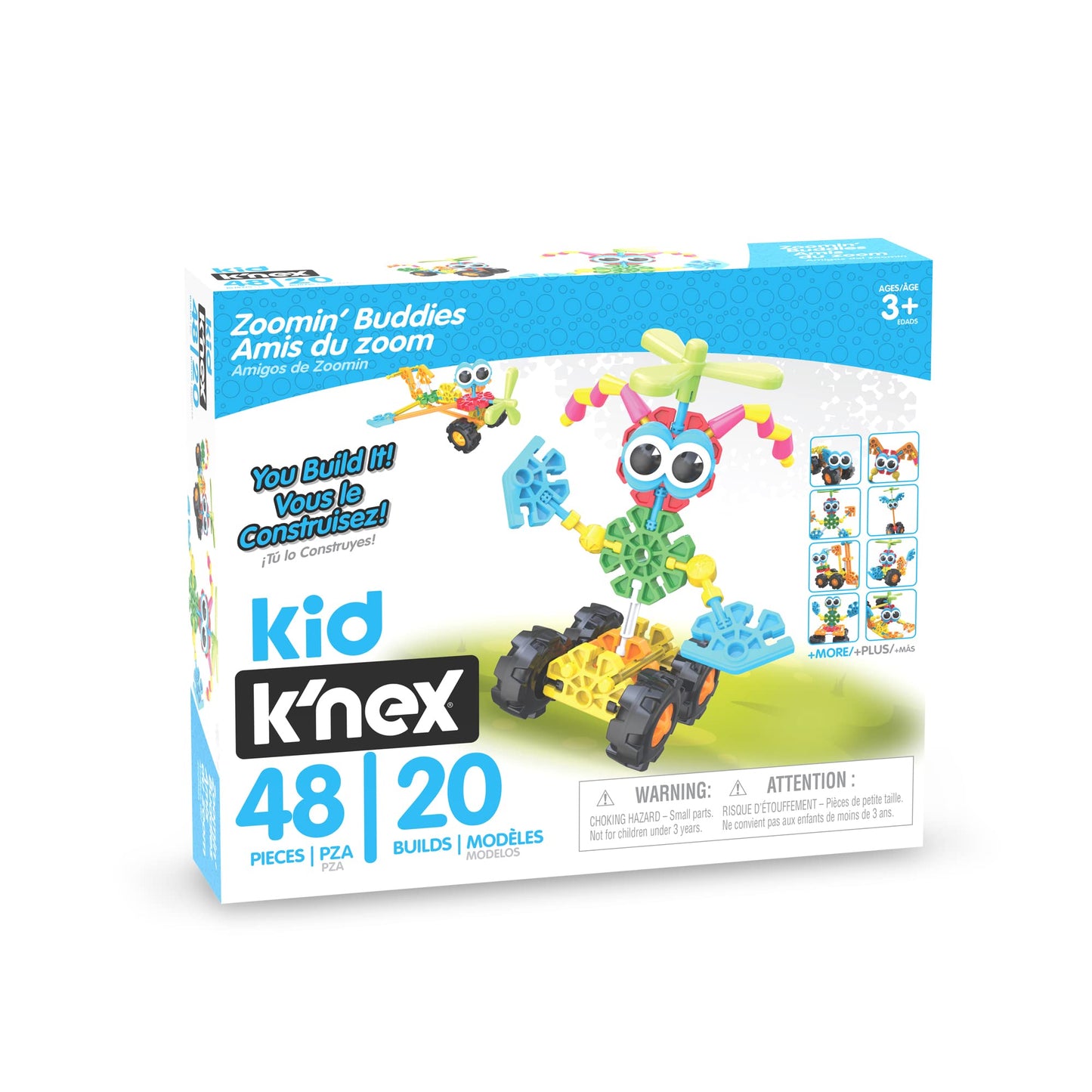 Basic Fun Kid K'NEX | Zoomin' Buddies 20 Model | Kids Craft Set with 48 Pieces | Educational Toys for Kids, Fun and Colourful Building Toys for Boys and Girls, Construction Toys Ages 3 85053