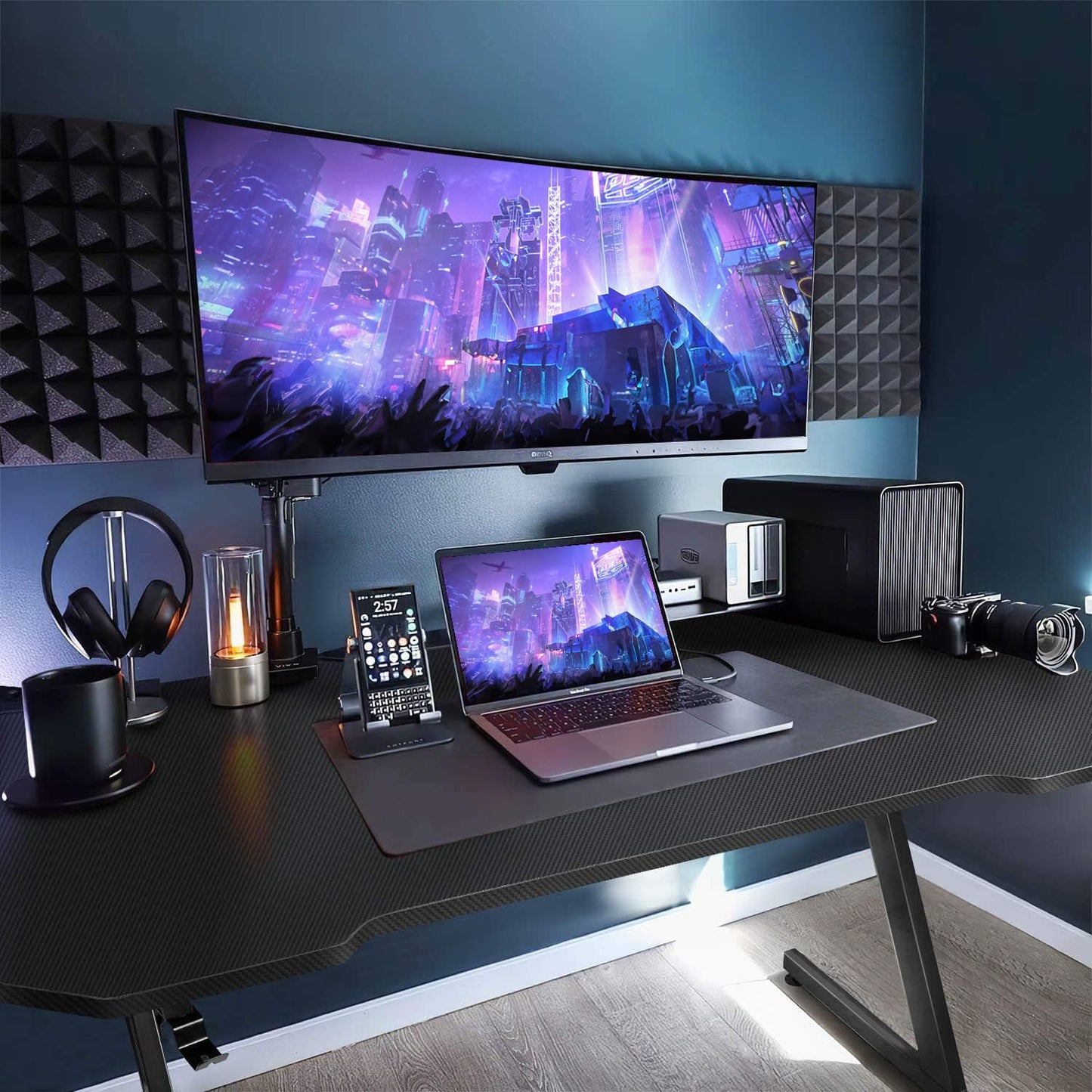 Homall Gaming Desk 80 x 52 cm PC Computer Desk Z Shaped Computer Table PC Gaming Table Gamer Desk for Home Office, Desk with Headphone Hook, Black