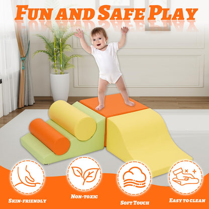 Set of 5 orange baby foam blocks from Forroby, lightweight toddler activity and climbing set for sensory play and motor skill development.