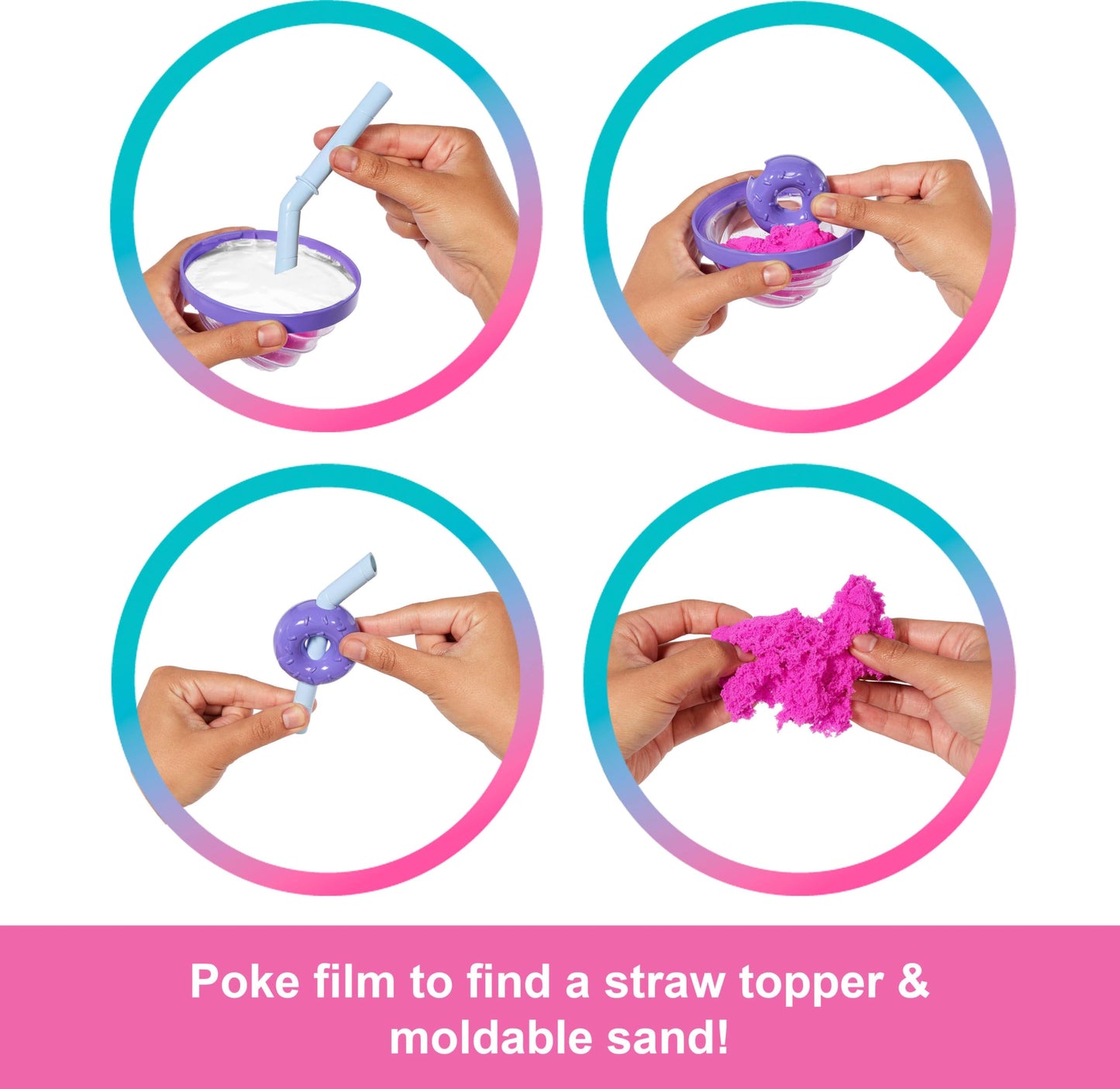 Barbie Pop Reveal Treat Series fashion doll with donut theme, pet, and accessories, featuring color-changing surprises.
