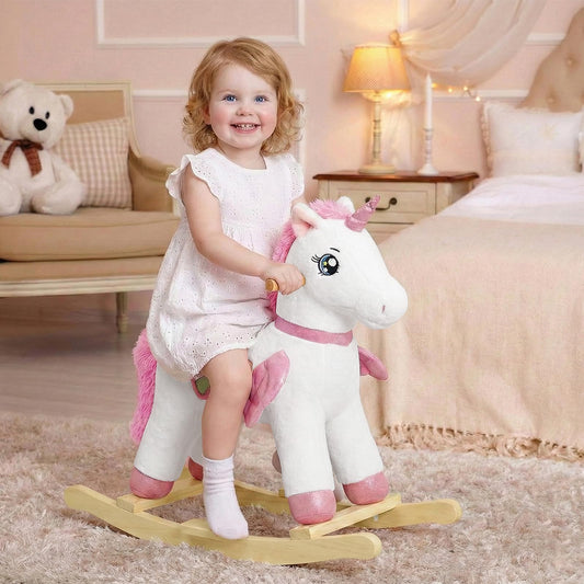 FUNLIO Unicorn Baby Rocking Horse, Rainbow Fairy Unicorn Rocking Horse for Toddlers 1-3 Years, Stuffed Ride-on Animal Rocker, Easy to Assemble, CPC & CE Certified-Small