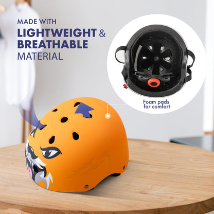 KAYMAN Kids Bike Helmet age 3 to 12, Adjustable Safety Gear for Boys and Girls, Suited to Scooter, Cycling, Skateboard & Roller Skating - Protection for Boys & Girls