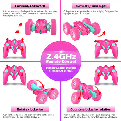 Rodzon 3300 Remote Control Car for Kids Toys 3 4 5 6 Years Old Girl,4X4 Crawlers Wheel Lights RC Car,Christmas Birthday Gift Boy Girls Age 3-12 Years,Pink