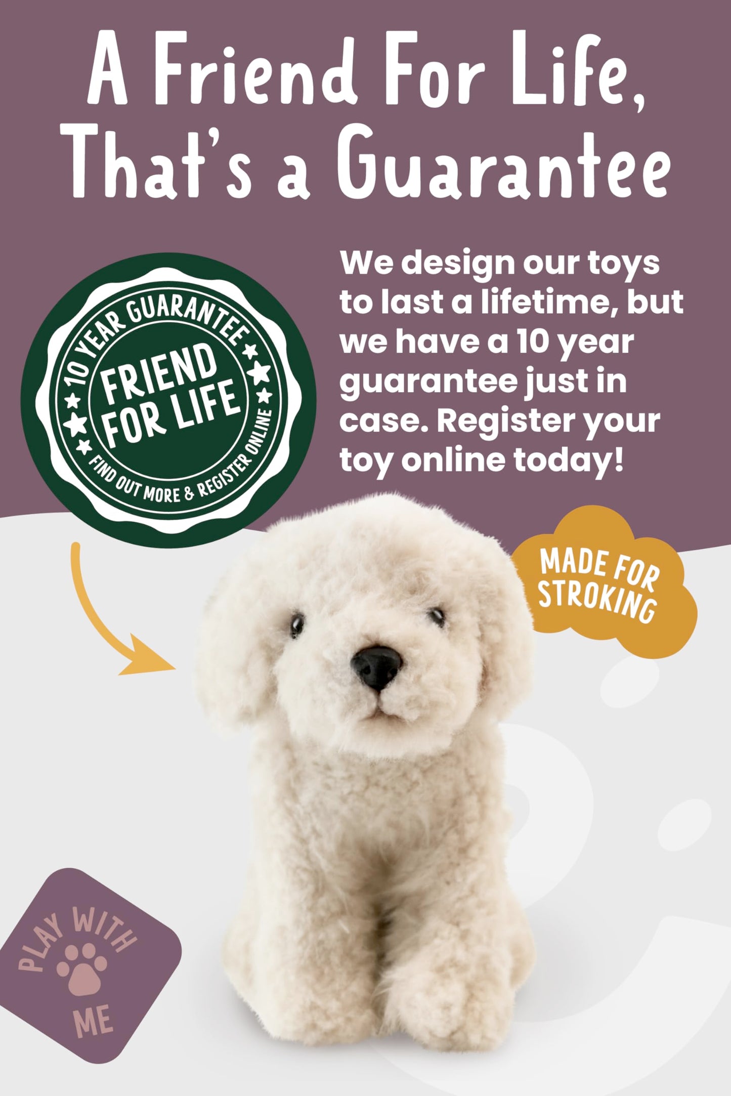 Living Nature Labradoodle, Realistic Soft Cuddly Dog Toy, Naturli Eco-Friendly Plush, 25cm