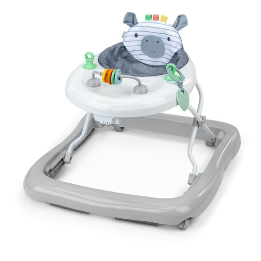 Ingenuity Smooth Strides activity walker in chambray with toys, 3-position heightbar, suitable for 6 to 12 months, developmental aid.