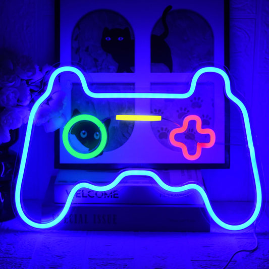 UExnkj-Y Game Neon Sign Game Controller neon light USB powered LED neon with switch, suitable for game room, club, party, nightclub, gift wall decoration