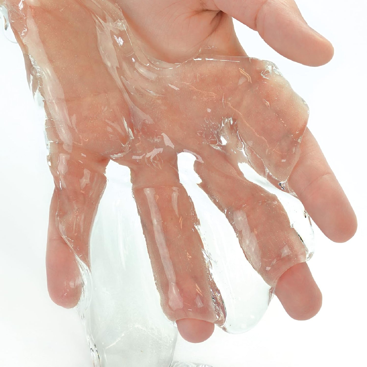 Clear Crazy Aaron's Thinking Putty Liquid Glass in a 4-inch tin, showcasing its see-through, glossy, and stretchy putty for stress relief and play.