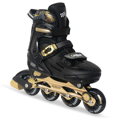 Nattork kids' black adjustable inline skates with light-up wheels and blades, suitable for boys and girls, large size for teens.