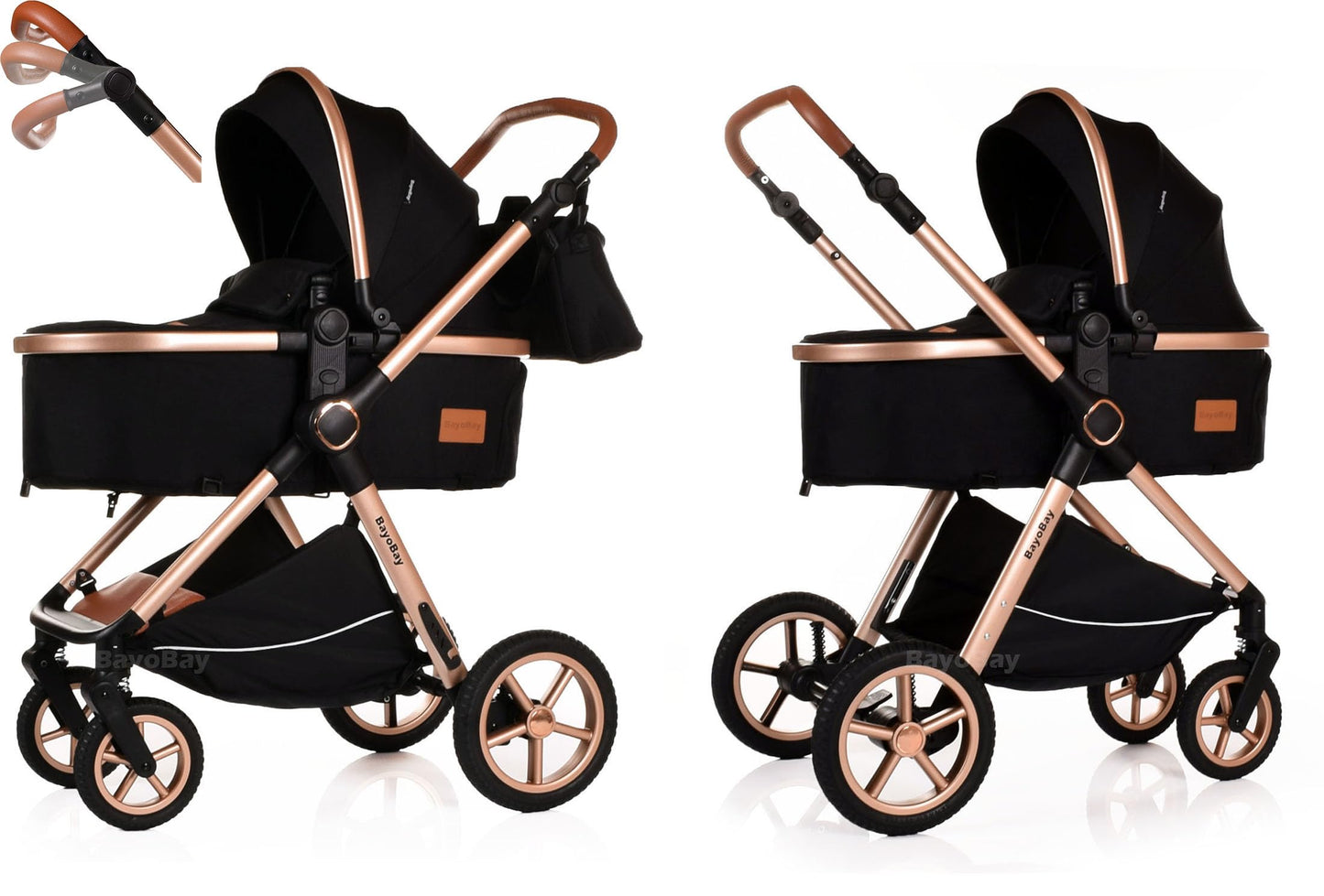Baby Pram Pushchair Buggy Stroller 3 in 1 with Car Seat Child Lightweight Folding Stroller 3 in 1 Travel System Pram for Newborns Toddlers from Birth New 2026 Style FREEBIES (BBC - Black Gold, BBC)