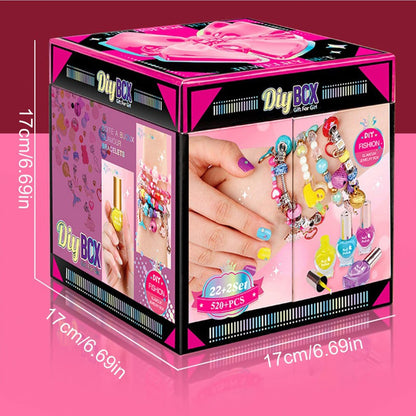 Jewellery Making Kit Kids, Jewelry Box Bracelet Making Kit Favors for Girls, D-IY Handmade Jewelry Maker Set Christmas Toy for Making Bracelets, Earrings and Necklaces