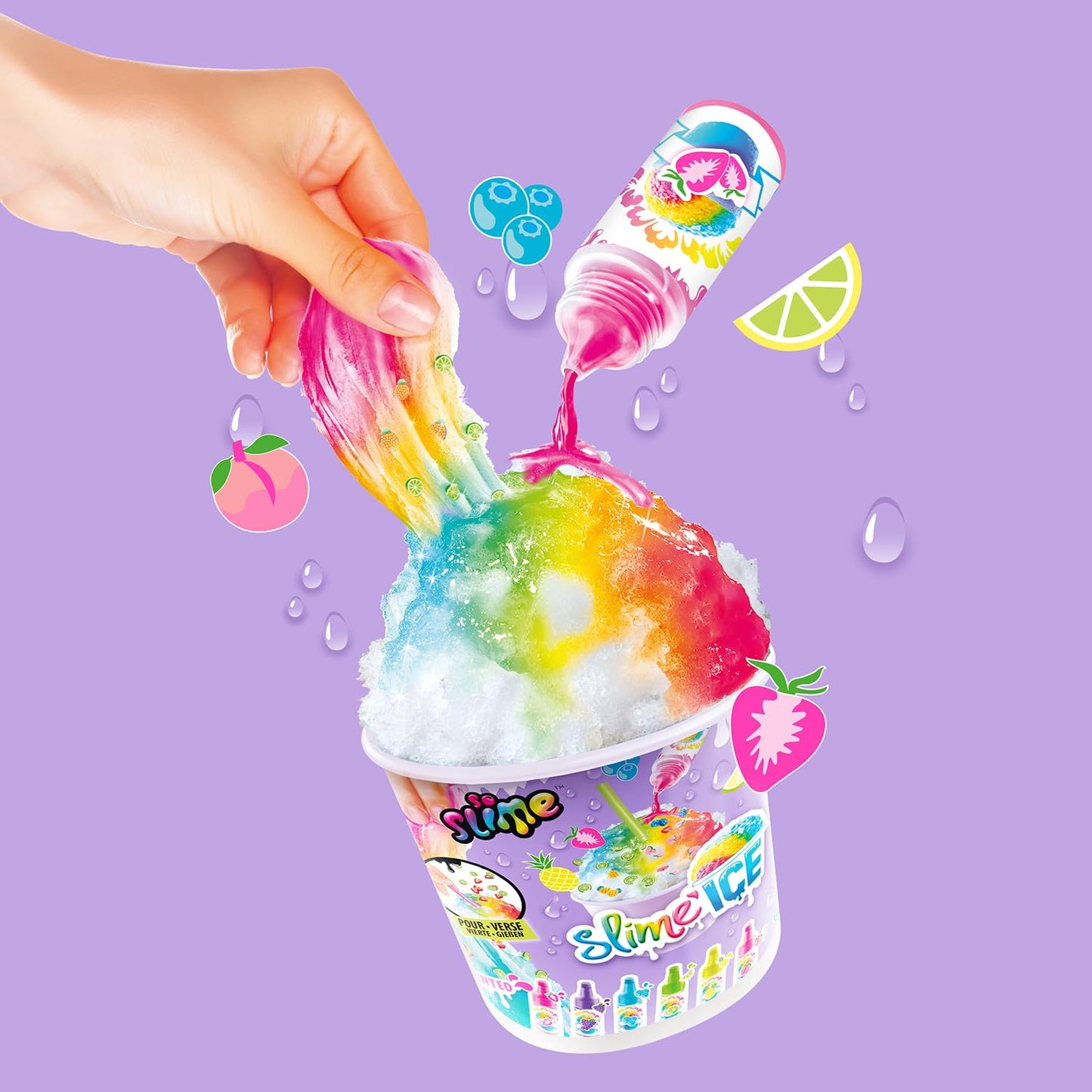C Toys So Slim DIY Slime Ice Mega Cup with fragrance dyes, spoon, and decorations, featuring colorful slime and vibrant accessories.