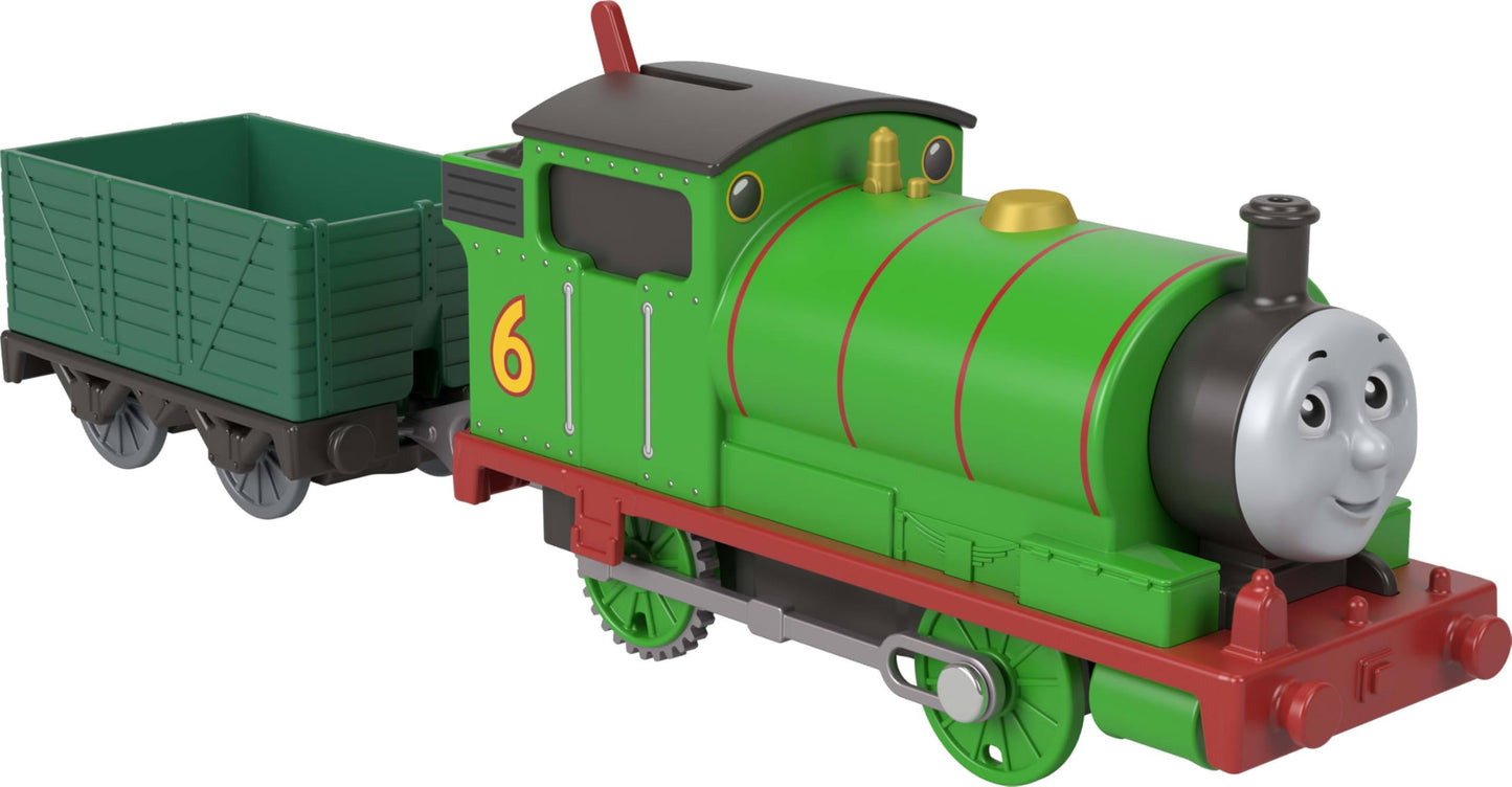 Thomas & Friends Motorized Toy Train, Classic Percy Battery-Powered Engine & Cargo Car, Storytelling Play for Preschoolers, JGF94