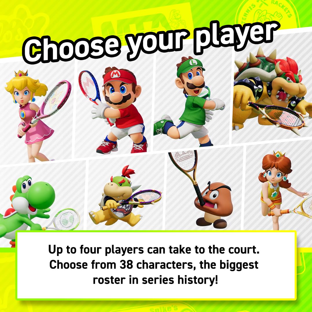 Nintendo Mario Tennis Fever game cartridge for Nintendo Switch, featuring Mario character and tennis gameplay on the cover.
