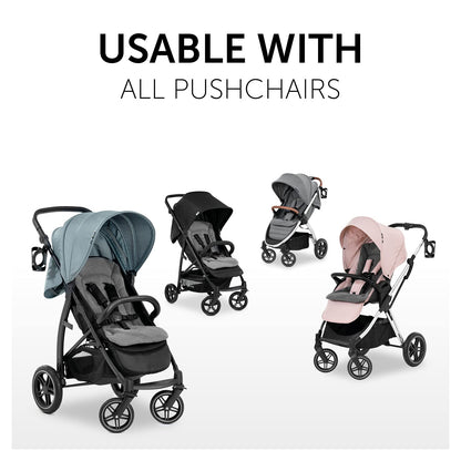 hauck padded pushchair liner in charcoal, soft breathable cotton, universal fit for strollers, pushchairs, and bike trailers.