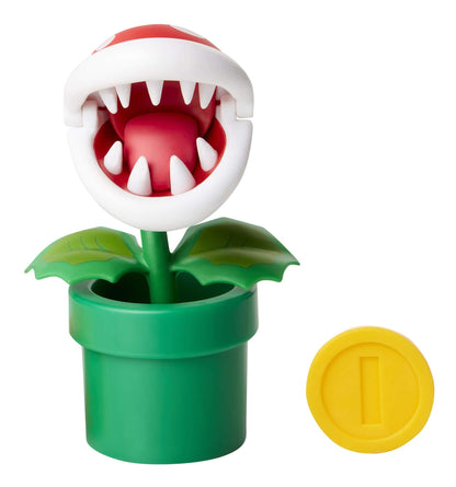 Nintendo Jakks Pacific Piranha Plant figurine with question box, multicoloured, 10 cm, detailed collectible from Super Mario series