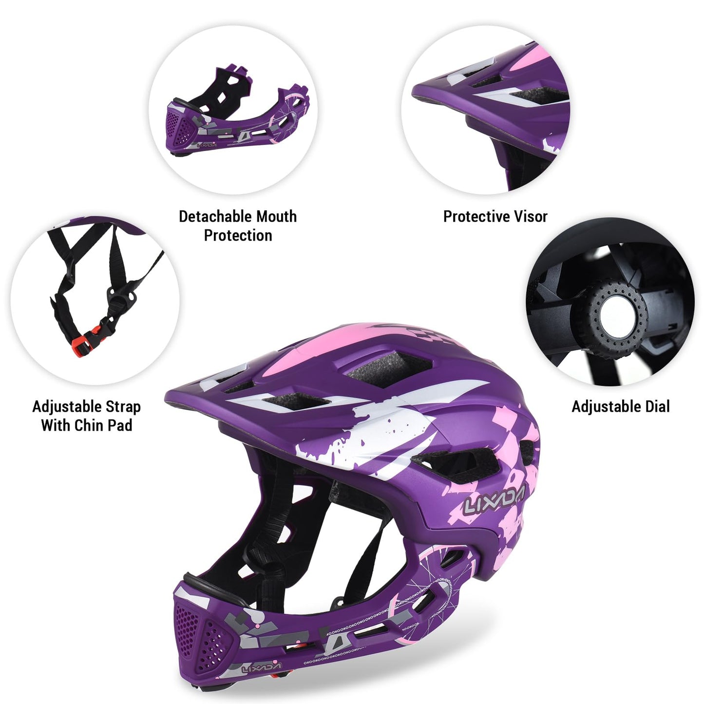 Lixada Kids Full Face Helmet, Detachable Kids Bike Helmet Safety Protection for Cycling Skateboard Scooter