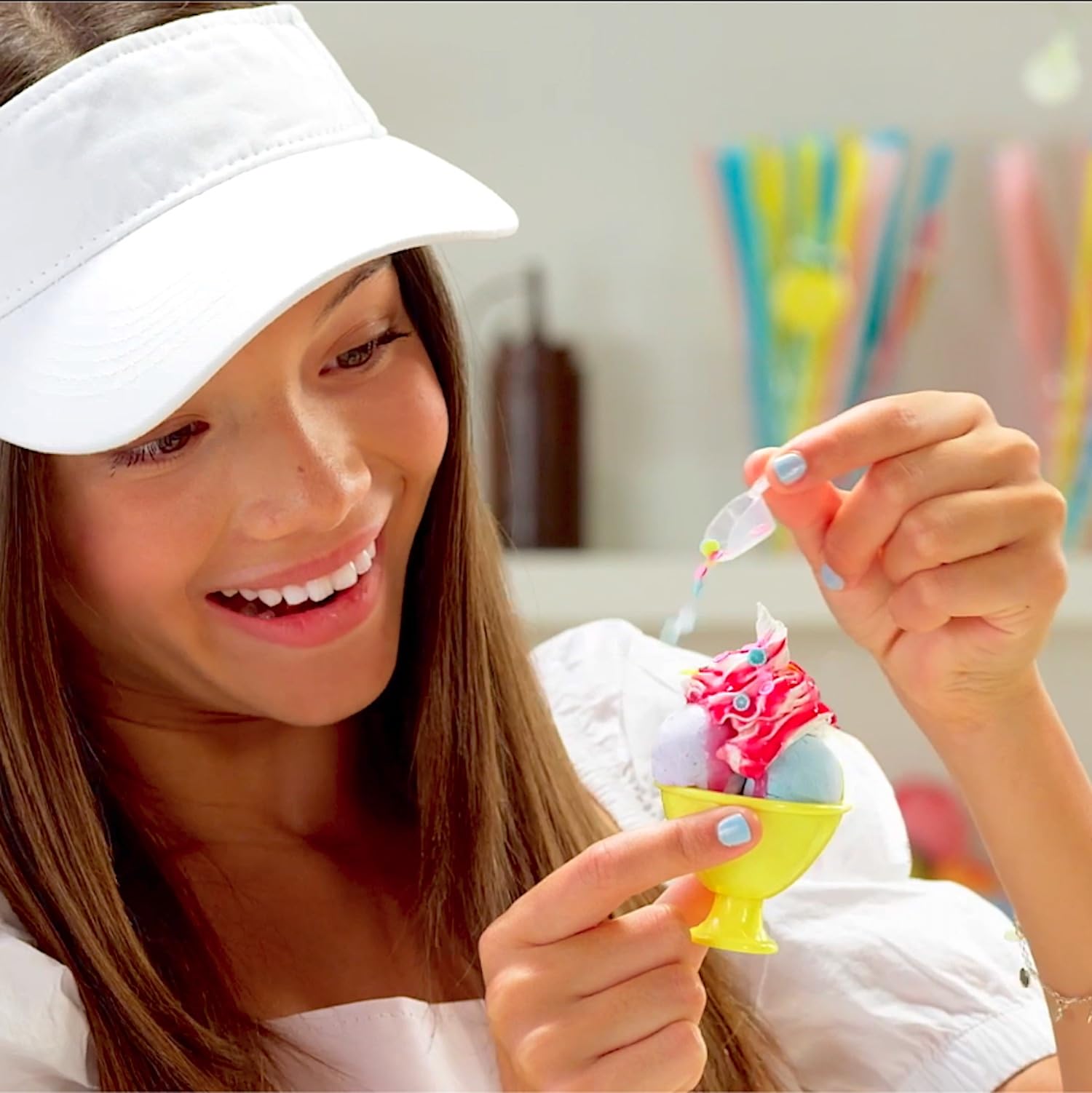 Pink So Slime DIY Fluffy Ice Cream Factory kit with fun decorations and accessories for creating safe, glue-free slime sundaes for ages 6+.