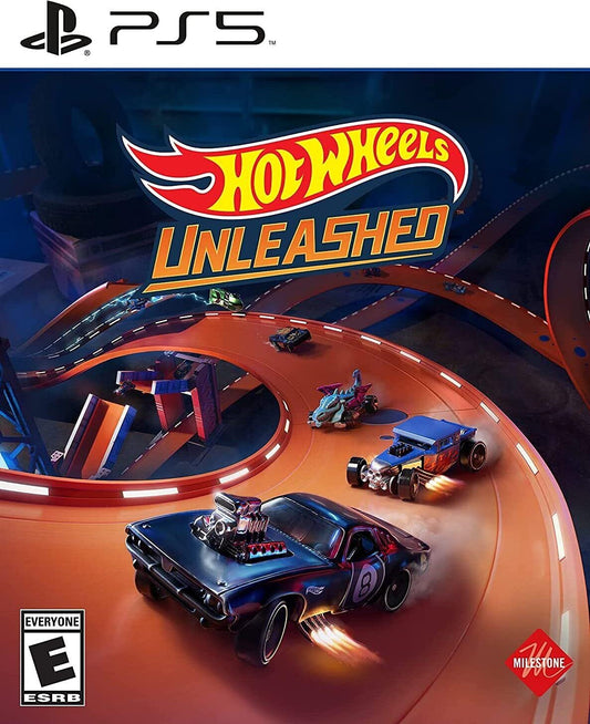 Hot Wheels Unleashed video game for PlayStation 5, featuring colorful car racing scenes and dynamic gameplay visuals.
