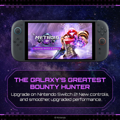 Nintendo Metroid Prime 4: Beyond for Nintendo Switch 2 edition game box with artwork featuring Samus Aran in a futuristic setting.