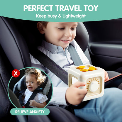 VoMii Baby Activity Cube - Montessori Sensory Toys for 12-24 Months, Travel & Learning Toys