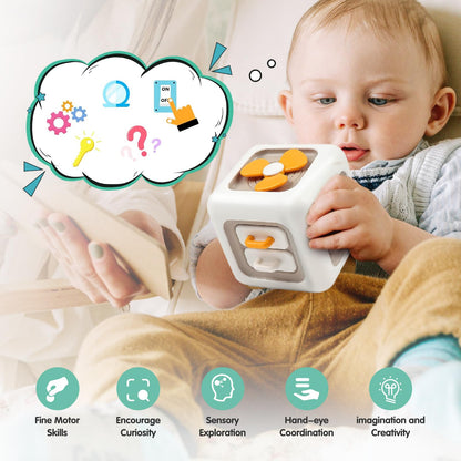 VoMii Baby Activity Cube - Montessori Sensory Toys for 12-24 Months, Travel & Learning Toys