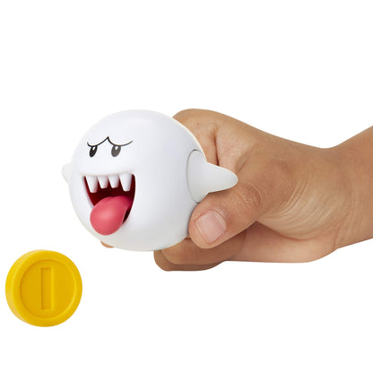 Super Mario Nintendo Boo 4-inch articulated action figure with coin accessory, ideal for kids and collectors