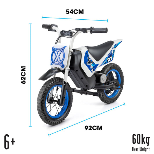 Xootz Cobolt Kids Electric Motorbike, 150W Motor 8/16 km/h Speed Modes, 14.4V Lithium Battery, Handbrake, Padded Seat and Mudguard, Motorcycle Gift For Kids Age 6+