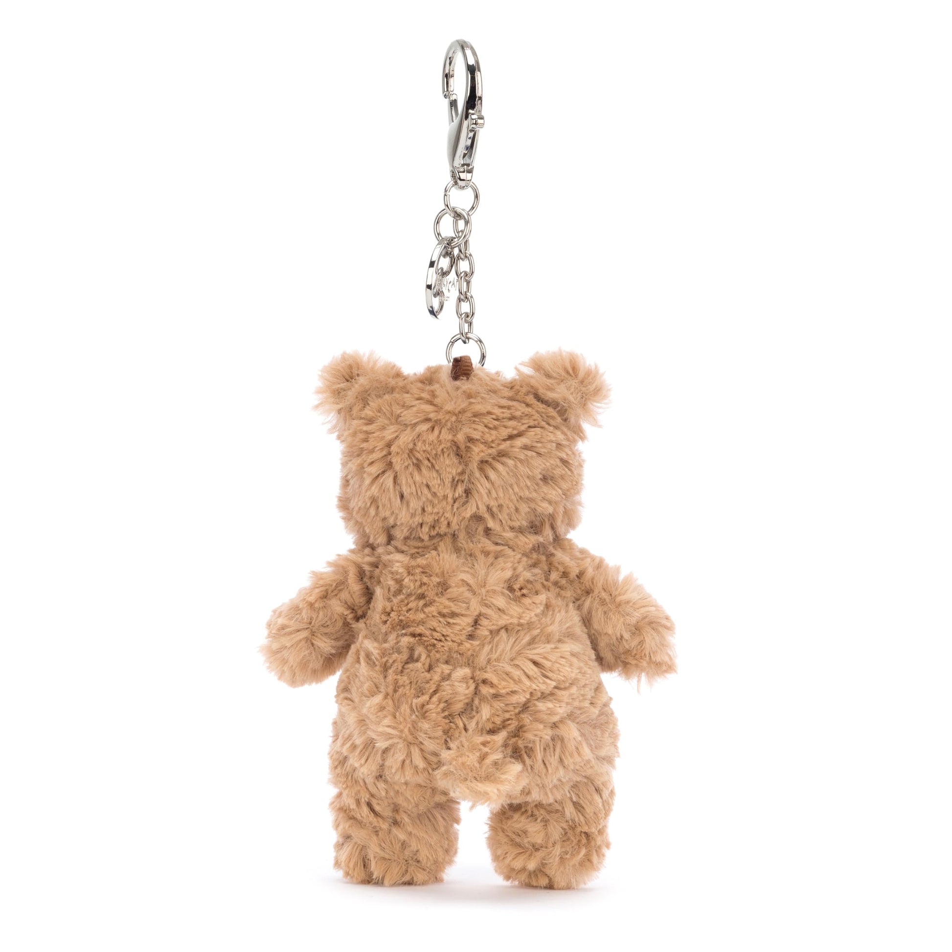 Jellycat Bartholomew Bear bag charm in soft fabric, featuring a cute bear design, measuring 5x6x12 cm.