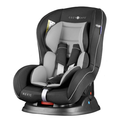 Cozy N Safe Nevis Group 0+/1 Car Seat 0-18kg, Birth to 4 Years, Rear & Forward Facing, 7 Recline Positions, Side Impact Protection, 5 Point Harness, Deep Padding - Black/Grey