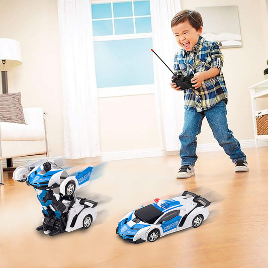 RAVSOOL Remote Control Car Transform Rc Robot Rechargeable 360°Rotating Stunt 1:18 Deformation Racing Car Toy with Cool Sound & Light One Button Deformation into Robot, Gift for Kids Children