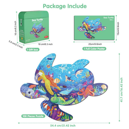 Sea Turtle Jigsaw Puzzle for Kids, 108 Pieces Jigsaw Puzzle with Large Pieces for Kids Age 4 5 6 7 8 9 10 Years.