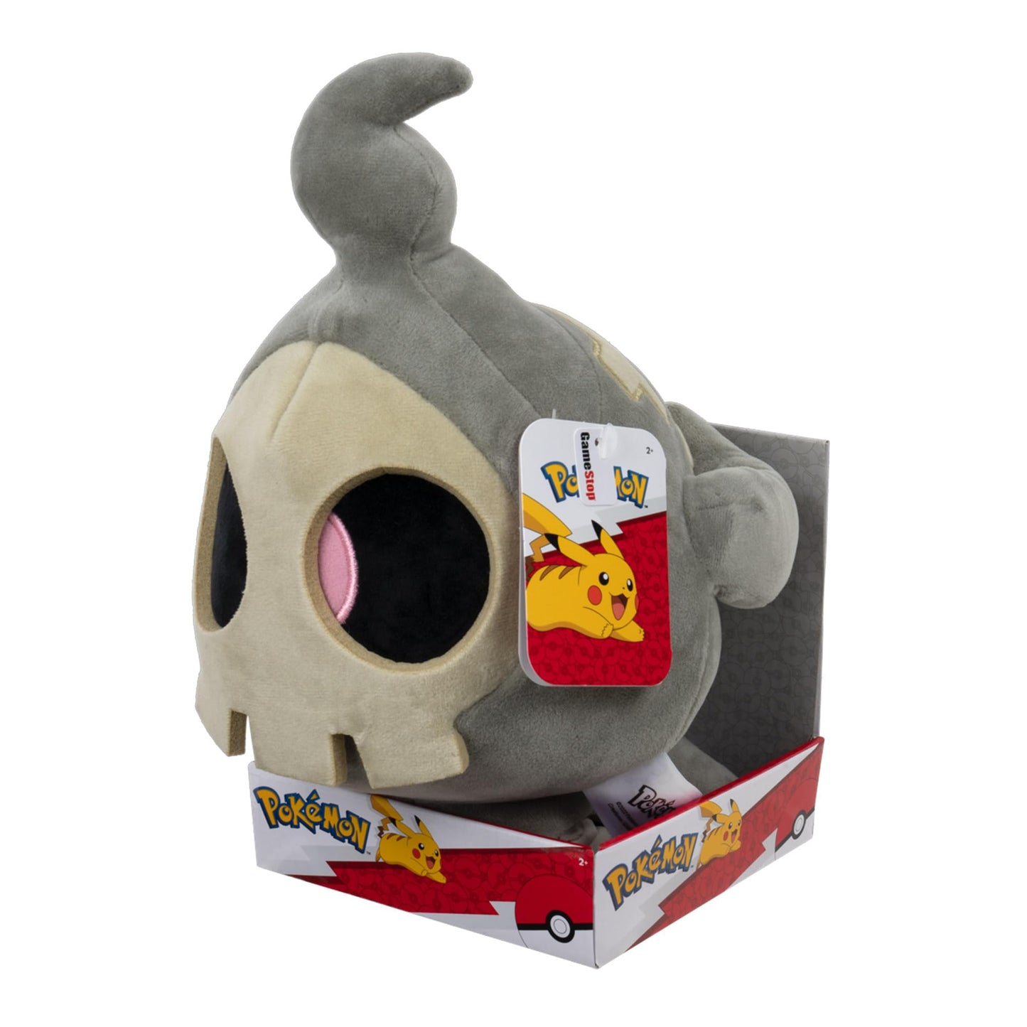 12-inch Duskull plush toy from Pokémon, featuring authentic details and a soft, huggable design for kids.