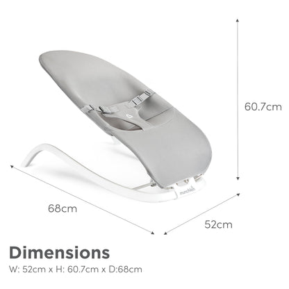 Munchkin 2-in-1 Spring Baby Bouncer Rocker - Gentle Swing from Birth to 9kg (20lb). Rocker with 3 Recline Positions, Lightweight Bouncer Chair, Folds Flat for Easy Storage & Travel, Grey