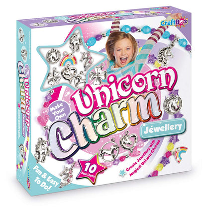 Unicorn Charm Jewellery | Create Beautiful Bracelets & Necklaces | Includes 10 Metal Charms And Over 300 Beads| Made With 100% Recycled Plastic | For Ages 4+