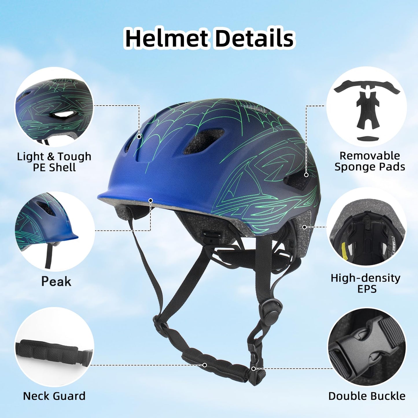 Kids Bike Helmet, Toddler Helmet with Peak Age 3-13, Lightweight PC Shell Boys Girls Adjustable Bike Helmet, Multi-Sport Cycle Scooter Skateboard Skate Protective Helmet 49-58cm (Rosewood)