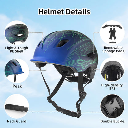 Kids Bike Helmet, Toddler Helmet with Peak Age 3-13, Lightweight PC Shell Boys Girls Adjustable Bike Helmet, Multi-Sport Cycle Scooter Skateboard Skate Protective Helmet 49-58cm (Rosewood)