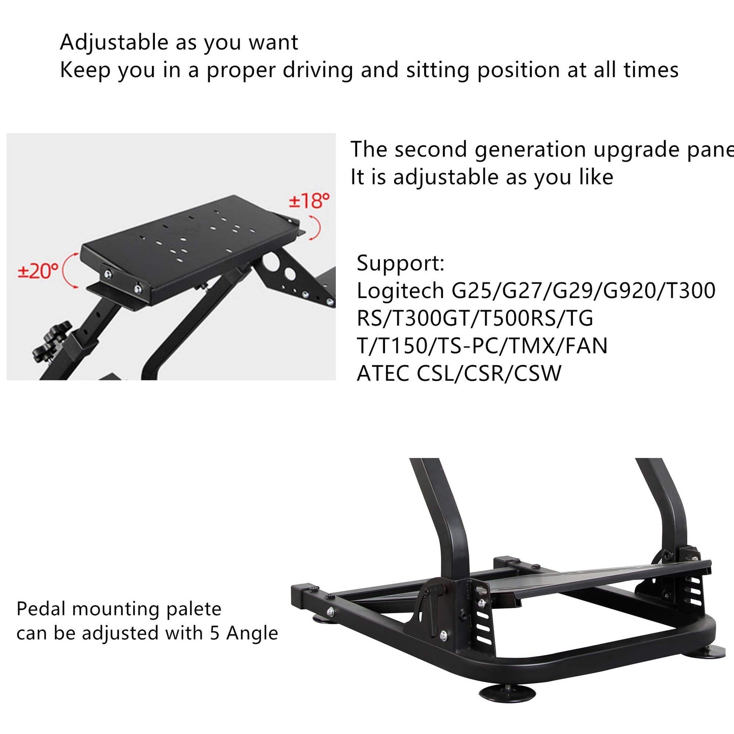 Cirearoa professional racing wheel stand for Logitech G25, G27, G29, G920, PS4, Xbox, with adjustable support for racing simulators.