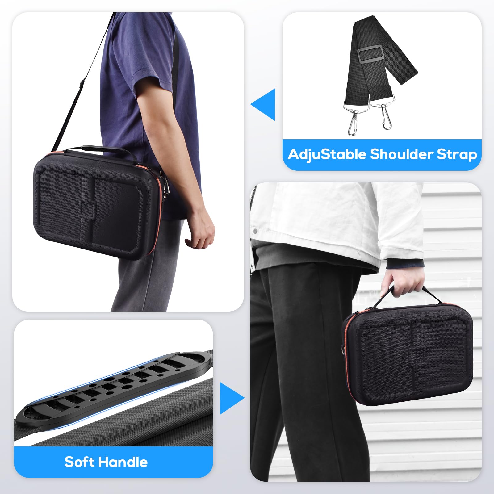 Gorixer black Nintendo Switch case with 18 game card slots, portable travel bag for Switch 2/1/OLED and accessories.