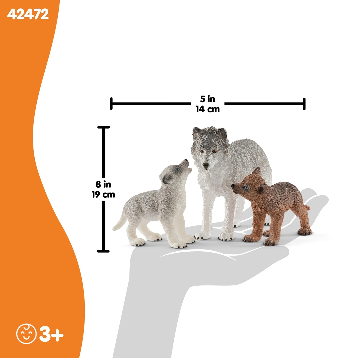 SCHLEICH 42472 Wild Life 3pc Mother Wolf and Baby Wolf Pups Figurine Set - Authentic and Highly Detailed Animal Toys, Durable for Education and Fun Play, Perfect for Boys and Girls, Ages 3+