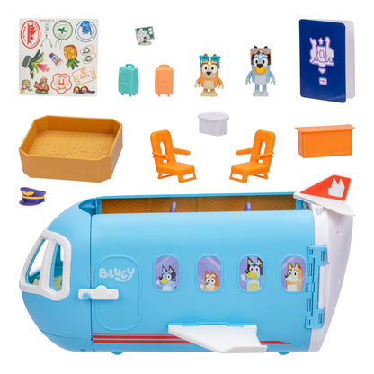 Bluey 3-in-1 Transforming Plane Playset, Transforms From A Plane To A Resort and a Boat! Opens Up To Expand Out To A 27 Inch/ 70cm Wide Holiday Vacation Resort Playset, Over 25 Sounds And Phrases
