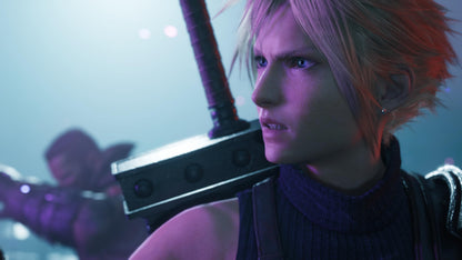 Square Enix Final Fantasy VII Rebirth PlayStation 5 game case with Amazon exclusive Shinra Bangle accessory visible in the image.