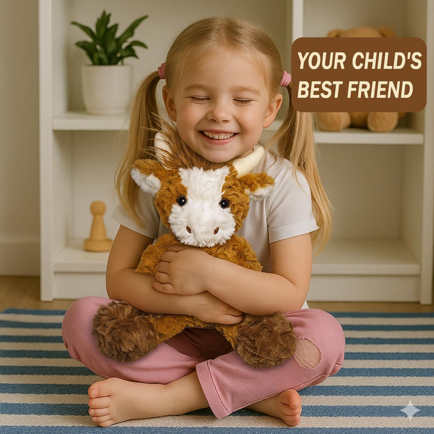 rafrtcl Plush Highland Cow Stuffed Animal, 13.5 inch Plushie Doll, Christmas Birthday Gift for Kids, Boys and Girls