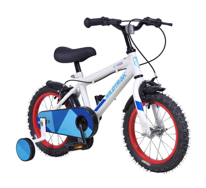 Wildtrak - 14 Inch Bike for Children 3-5 Years Old with Training Wheels - White and Blue