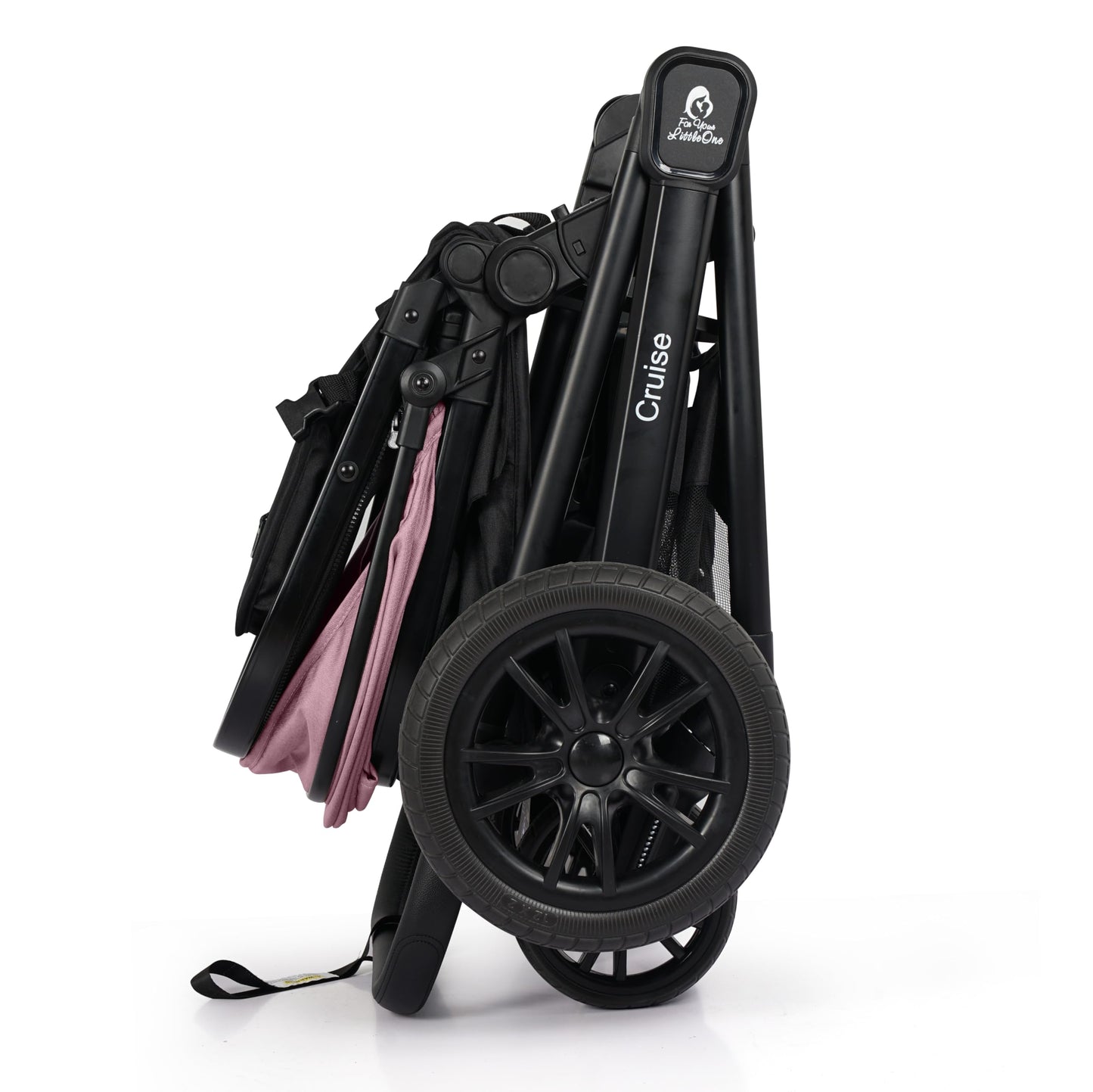 For Your Little One Cruise 3-in-1 Travel System with i-Size Car Seat, Stroller with Carrycot, 13kg Pram, Height Adjustable Handle, Pram, Newborn 0-4 Years Free Raincover and Cupholder (Blush Rose)